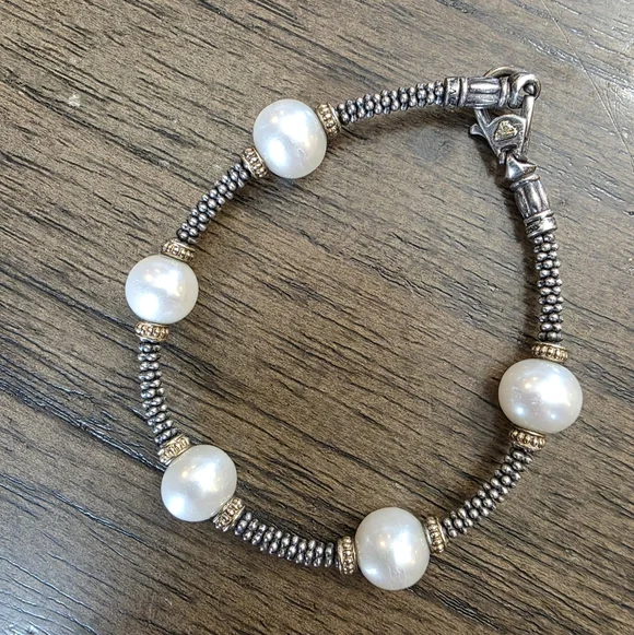 Lagos Soild 18k Gold & Sterling Silver Caviar Pearl Bracelet - Picture 6 of 10